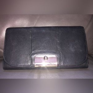 Coach Trifold Black Leather Wallet